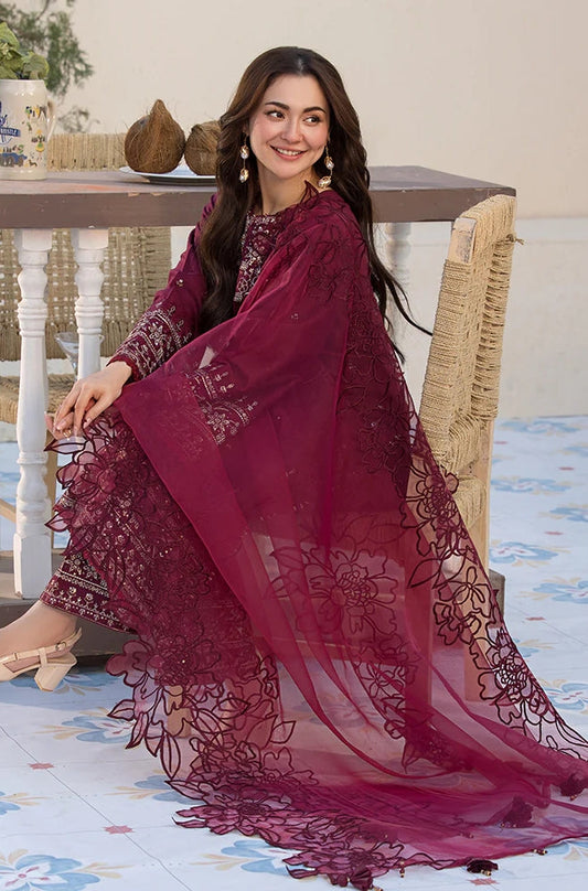 Bareeze 3PC Lawn Embroidered Shirt with Embroidered Organza Dupatta- SB2036