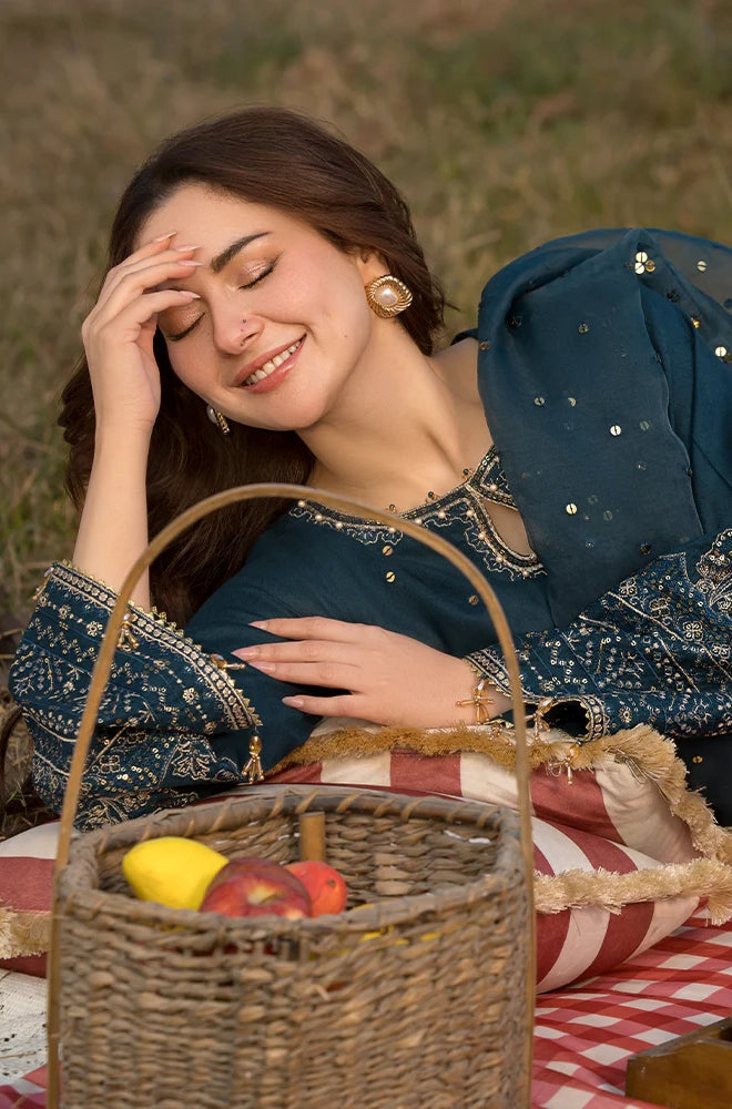 Bareeze 3PC Lawn Embroidered Shirt with Embroidered Organza Dupatta- SB2037