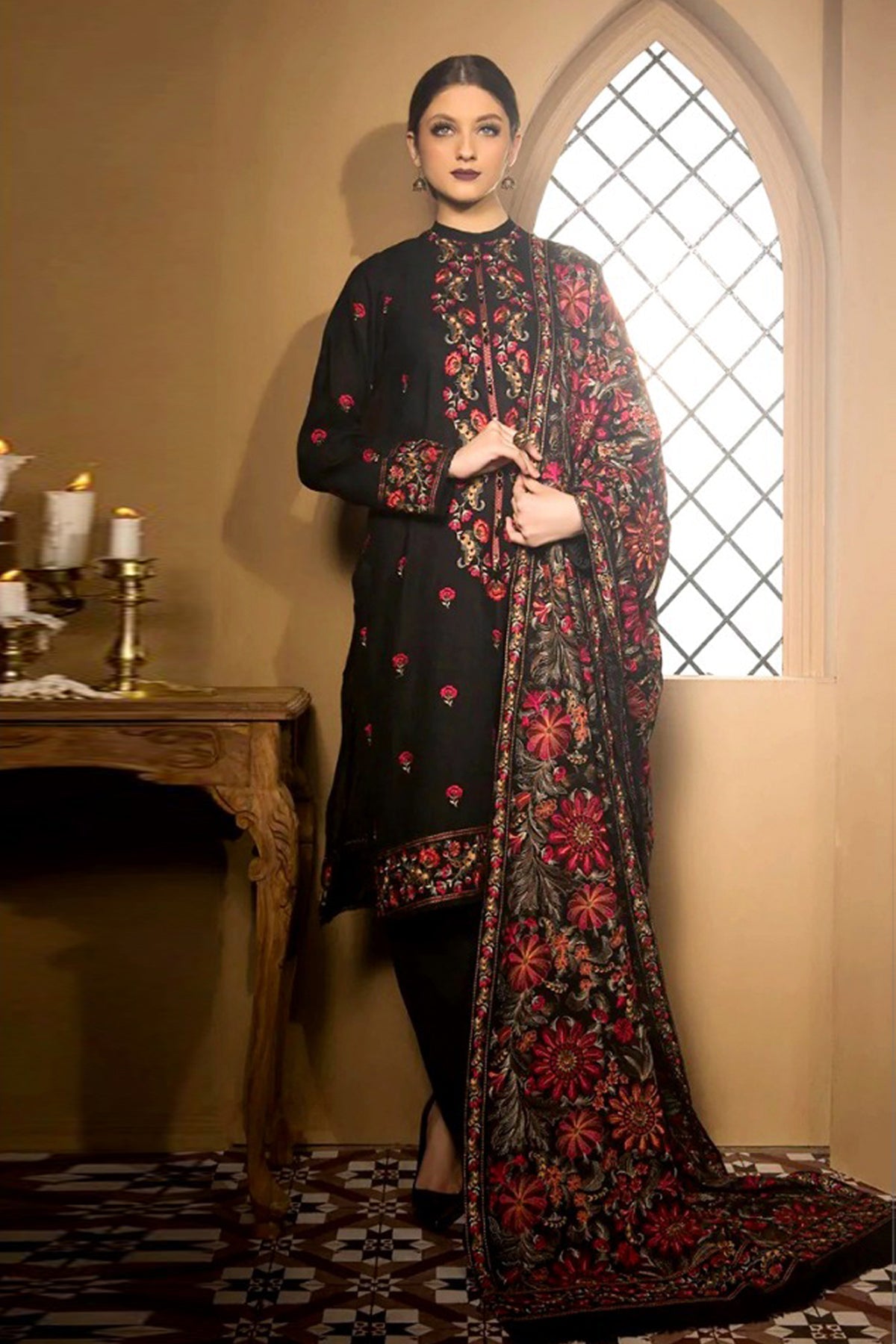 Bareeze 3PC Embroidered Dhanak Suit with Heavy Embroidered Shawal - SB102139