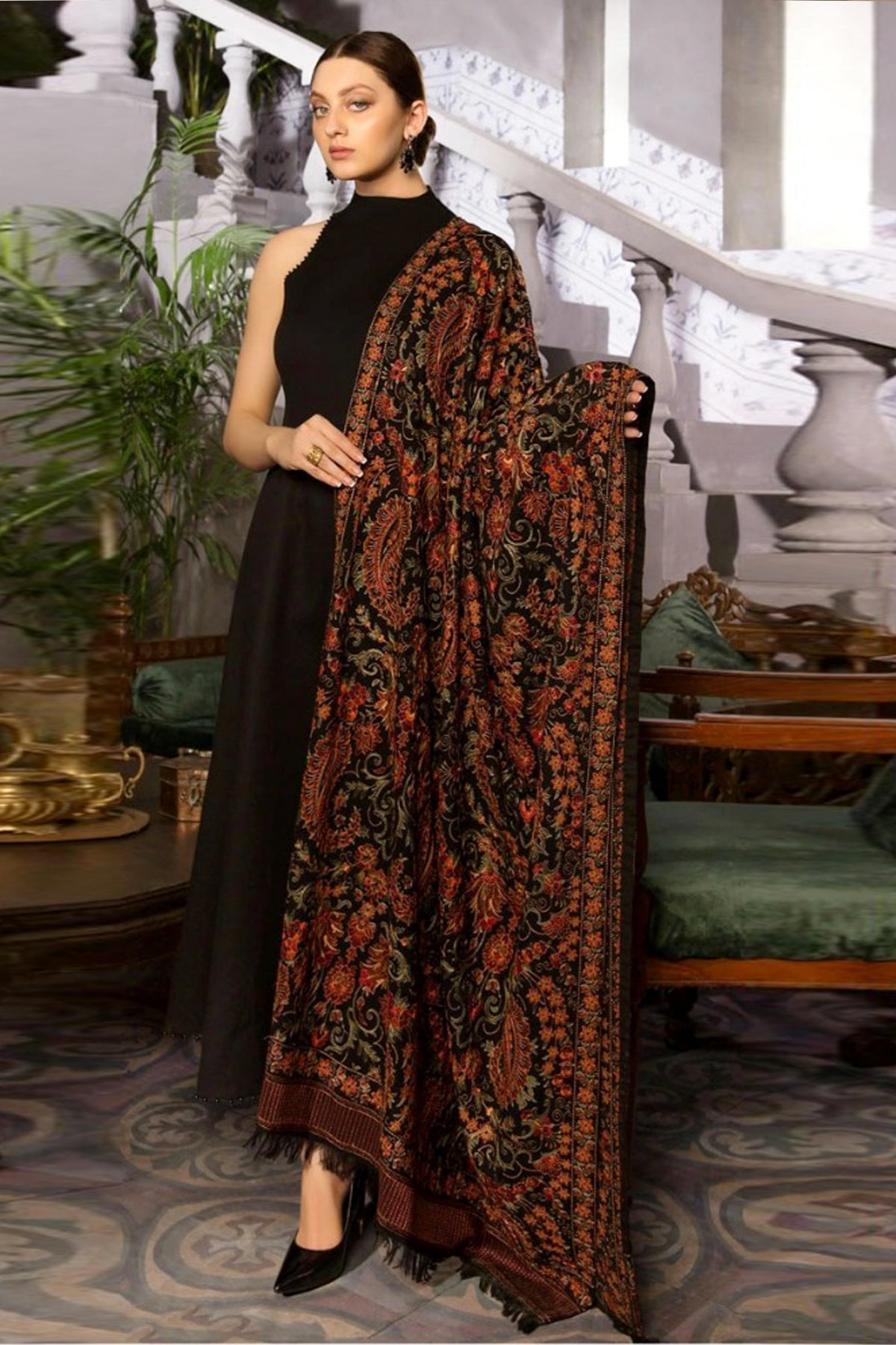 Bareeze 3PC Embroidered Dhanak Suit with Heavy Embroidered Shawal - SB102137
