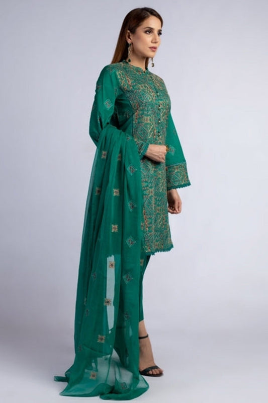 Bareeze Summer Lawn 3pc with Embroidered chiffon dupatta- SB1815