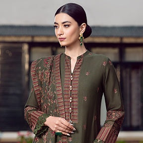 Bareeze 3PC Embroidered Dhanak Suit with Heavy Embroidered Shawal -GA102169