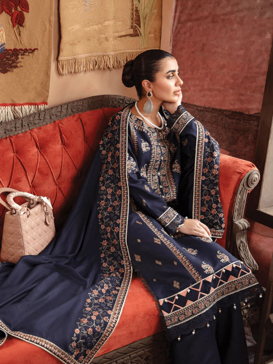 Bareeze Heavy Embroidered Lawn 3pc with Chiffon dupatta-SB1684