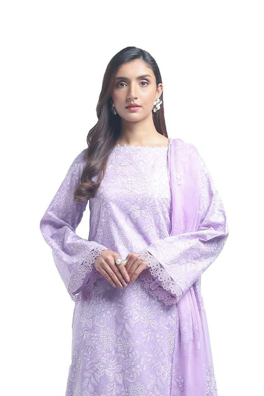 Bareeze Embroidered Lawn 3pc with Embroidered Chiffon Dupatta- SB1996