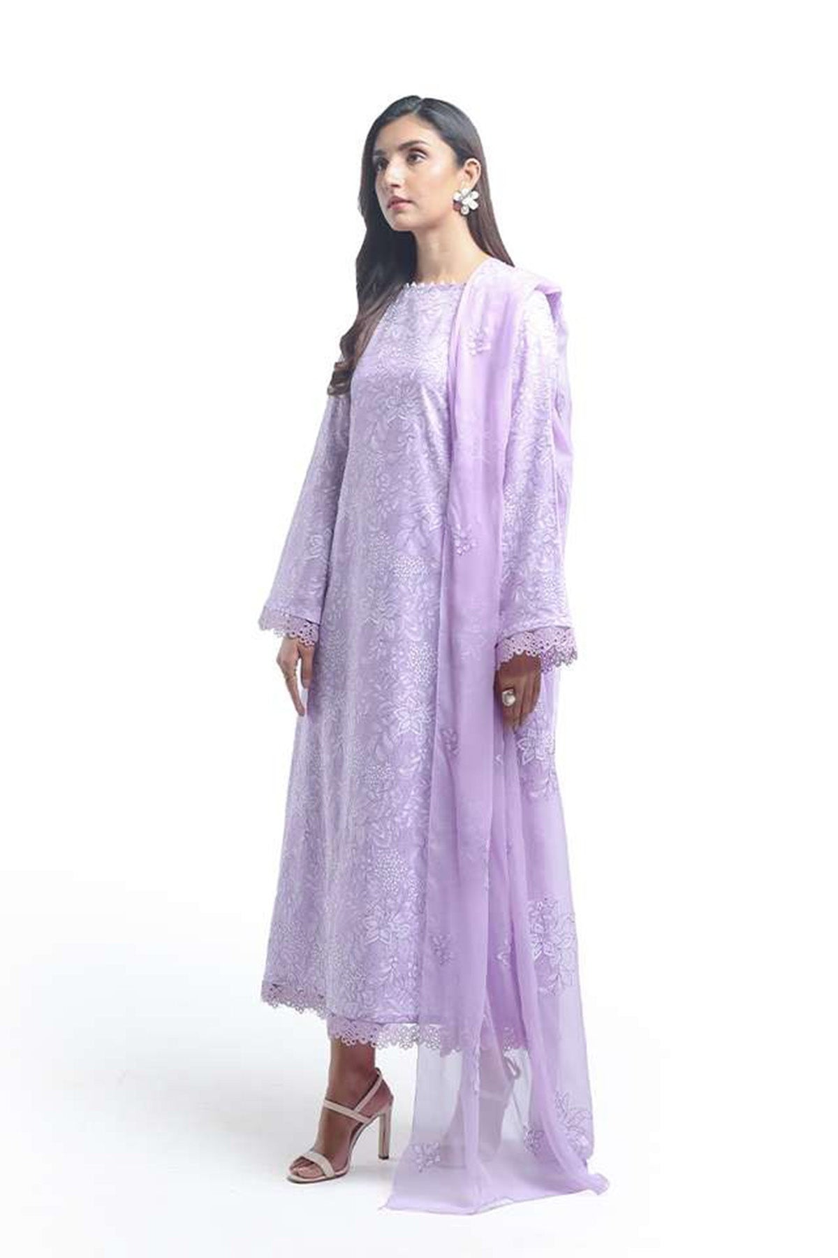 Bareeze Embroidered Lawn 3pc with Embroidered Chiffon Dupatta- SB1996