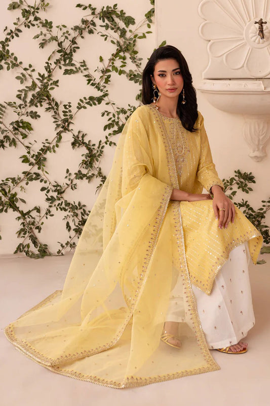 Bareeze 3PC Lawn Embroidered Shirt with Embroidered Organza Dupatta- SB2039