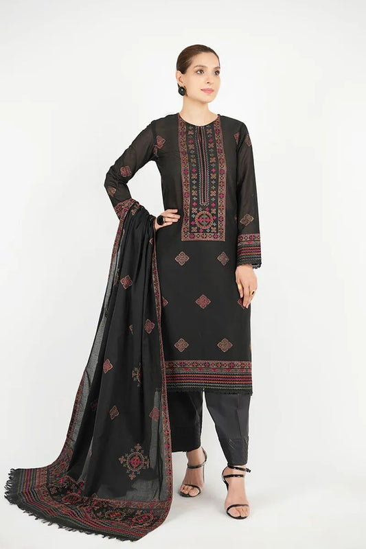 Bareeze 3PC Embroidered Dhanak Suit with Heavy Embroidered Shawal - SB2057