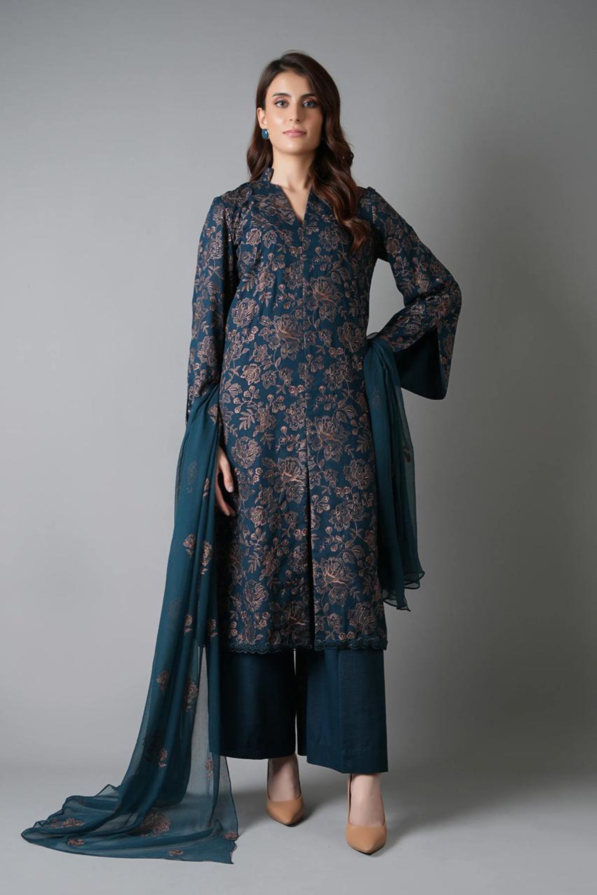 Bareeze 3PC Embroidered Dhanak Suit with Embroidered Shwal - SB2140