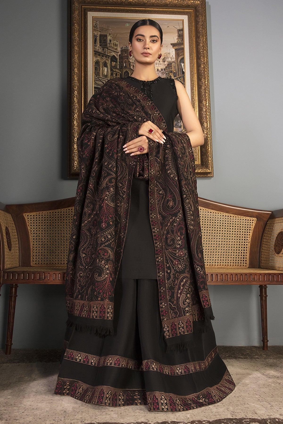 Bareeze 3PC Embroidered Dhanak with Embroidered Dhanak Shawl - SB1763