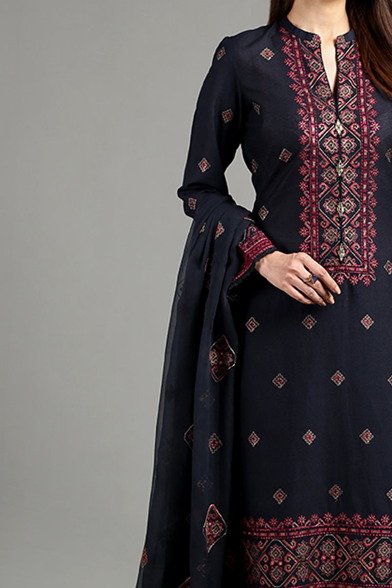 Bareeze Embroidered Lawn 3pc with Embroidered Chiffon Dupatta- SB1879
