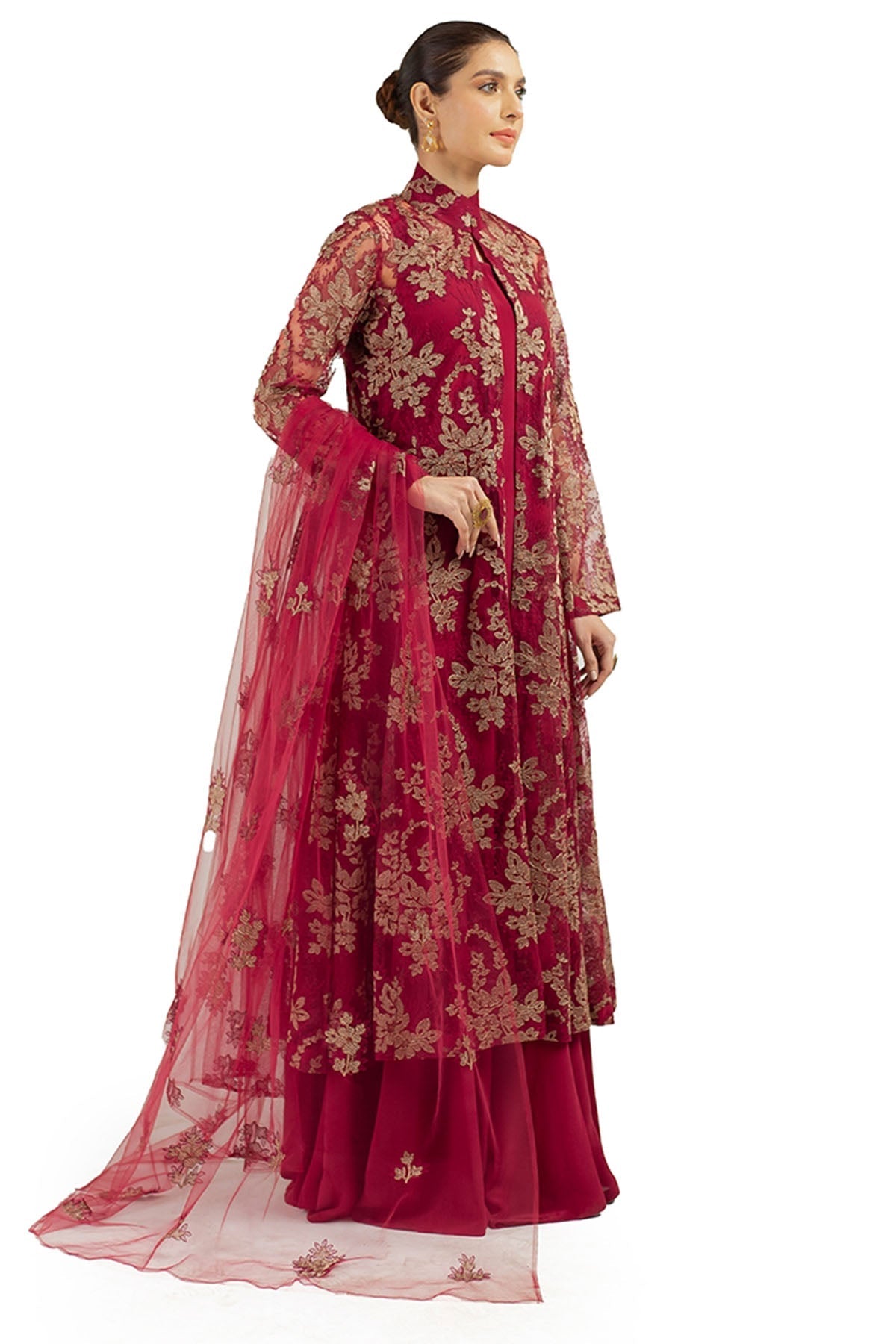 Bareeze Embroidered Lawn 3pc with Embroidered Chiffon Dupatta- SB1875