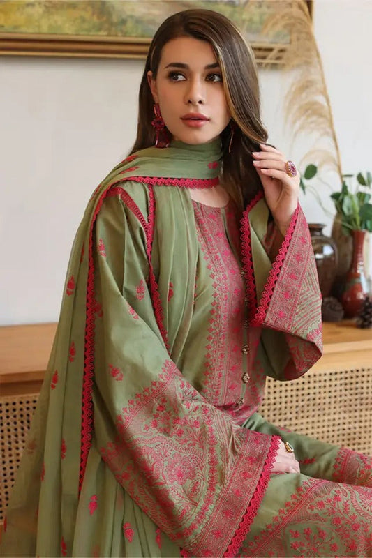 Bareeze Embroidered Lawn 3pc with Embroidered Chiffon Dupatta- SB2023