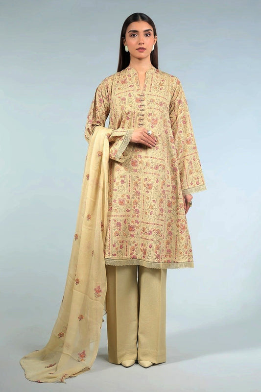 Bareeze Embroidered Lawn 3pc with Bamber Chiffon dupatta- SB1701