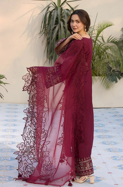 Bareeze 3PC Lawn Embroidered Shirt with Embroidered Organza Dupatta- SB2036