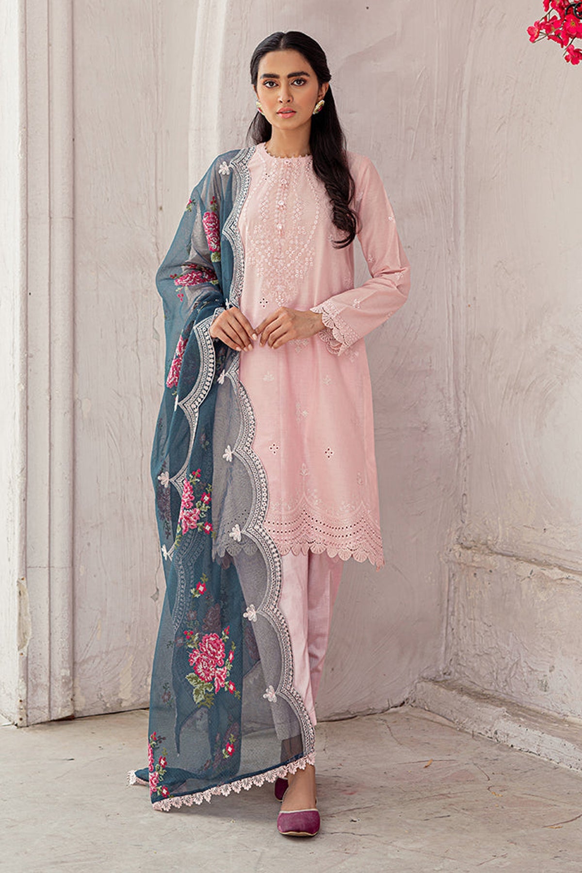 Bareeze Embroidered Lawn 3pc with Embroidered Organza dupatta-SB1690