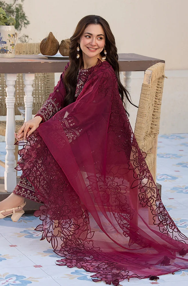 Bareeze 3PC Lawn Embroidered Shirt with Embroidered Organza Dupatta- SB2036