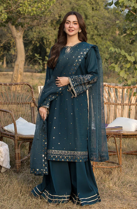 Bareeze 3PC Lawn Embroidered Shirt with Embroidered Organza Dupatta- SB2037