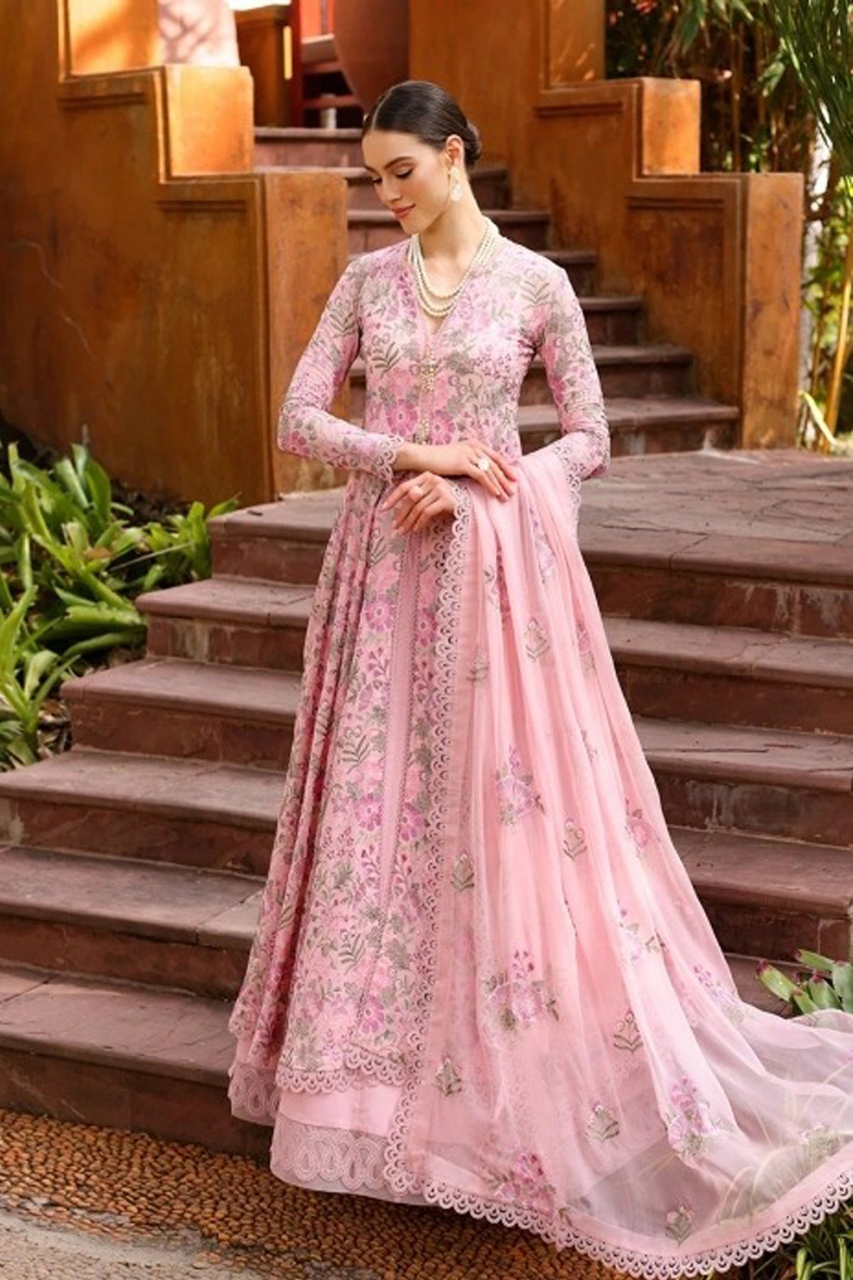 Bareeze Embroidered Lawn 3pc with Bamber Chiffon dupatta- SB1698
