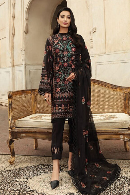 Bareeze 3PC Embroidered Lawn Suit with pure chiffon Dupatta - SB102110