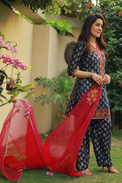 Bareeze Printed Embroidered Lawn 3pc with Embroidered Organza Dupatta -SB1726