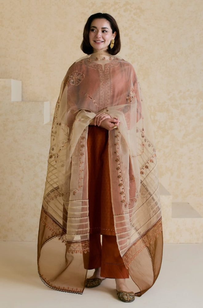 Bareeze 3PC Embroidered Lawn Suit with Embroidered chiffon Dupatta -SB2043