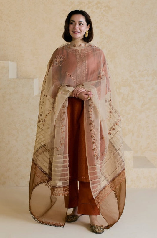 Bareeze 3PC Embroidered Lawn Suit with Embroidered chiffon Dupatta -SB2043