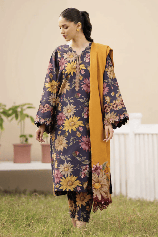 Bareeze 3Pc Printed Lawn with Printed Silk Dupatta - SB1869