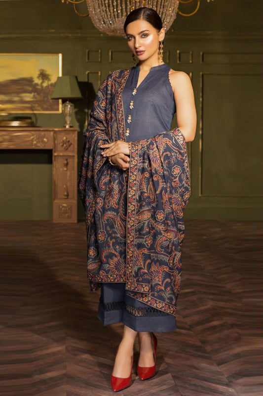 Bareeze 3PC Embroidered Dhanak Suit with Heavy Embroidered Shawal - SB102135