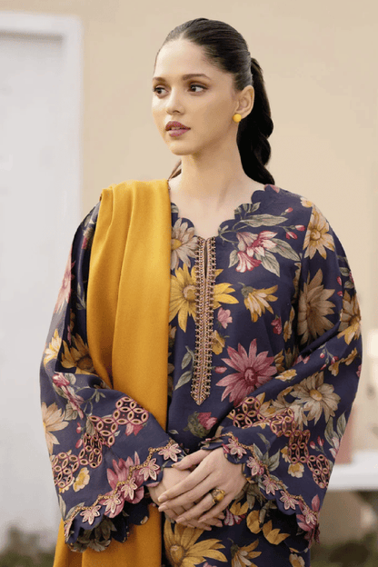 Bareeze 3Pc Printed Lawn with Printed Silk Dupatta - SB1869