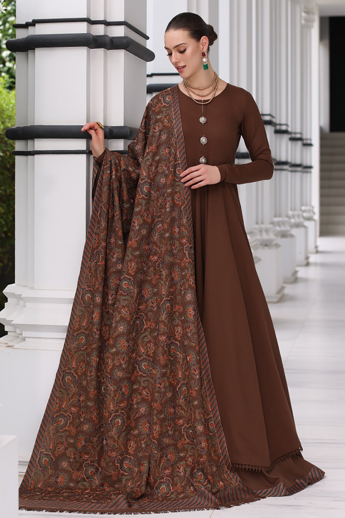 Bareeze 3PC Dhanak Suit with Heavy Embroidered Shawal - SB1984