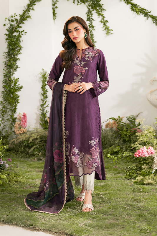 Bareeze 3PC Embroidered Chickenkari Lawn with Chiffon Printed Dupatta -SB2049