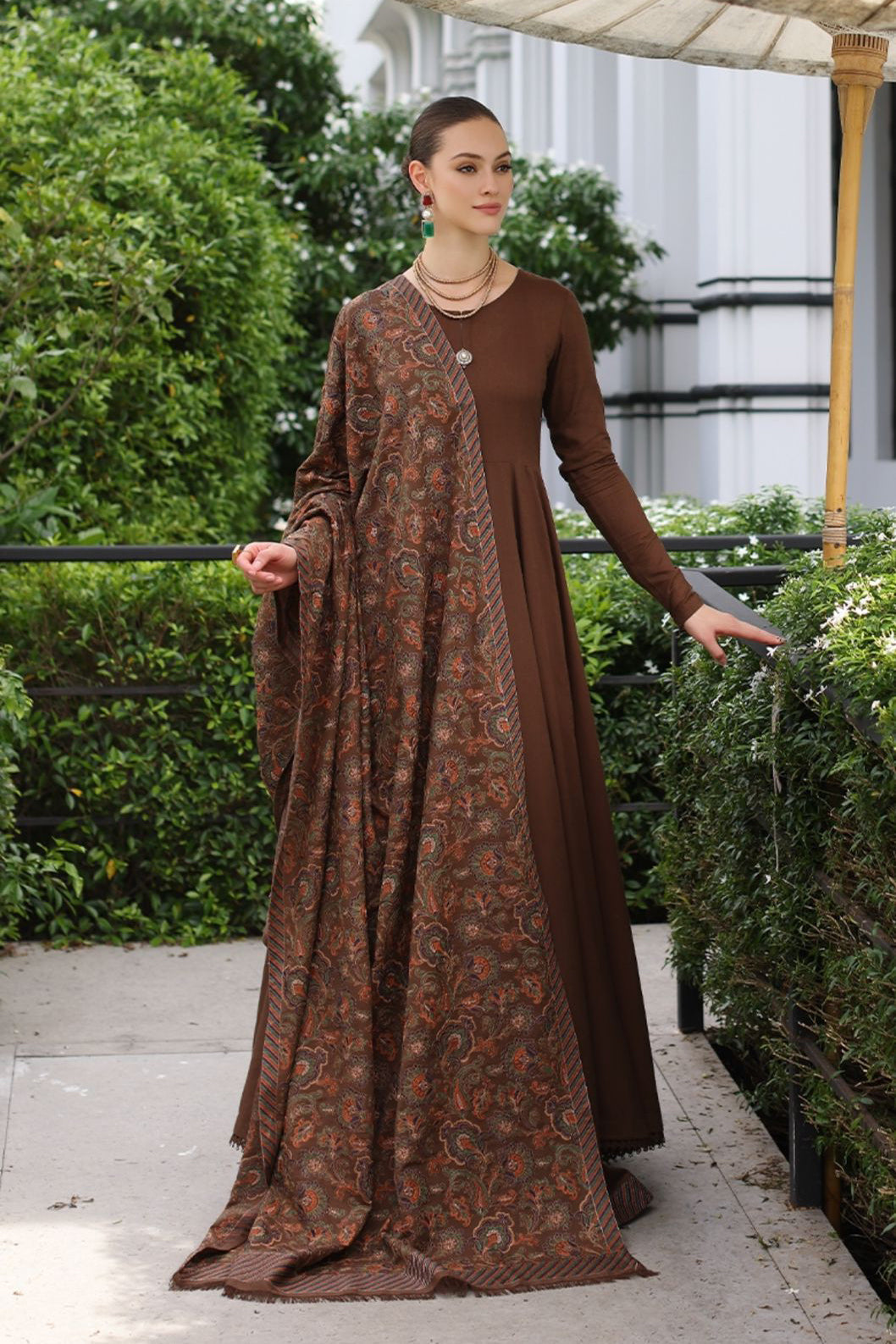 Bareeze 3PC Dhanak Suit with Heavy Embroidered Shawal - SB1984