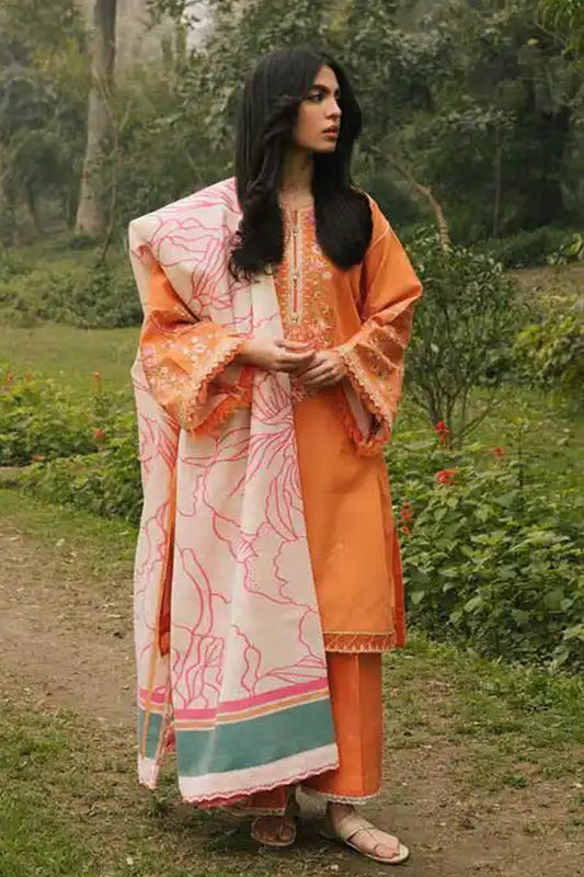 Bareeze Embroidered Lawn 3pc with Organza dupatta-SB1696