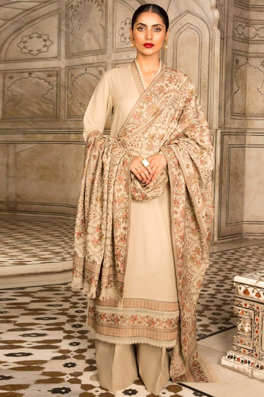 Bareeze 3PC Embroidered Dhanak Suit with Heavy Embroidered Shawal - SB102138