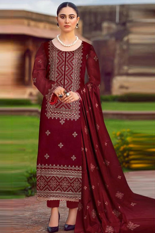 Bareeze 3PC Embroidered Dhanak Suit with Embroidered chiffon dupata - SB102175