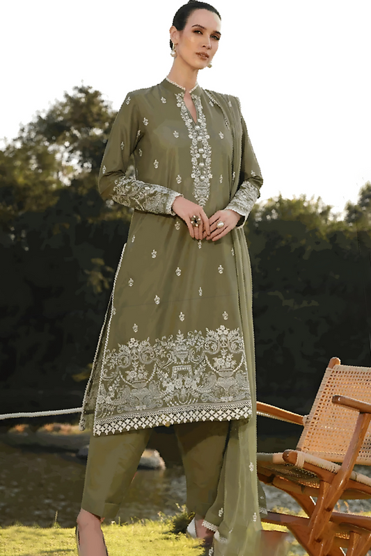 Bareeze Embroidered Lawn 3pc with Embroidered Crinkle Chiffon Dupatta- SB2034