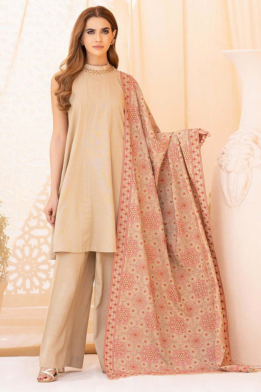 Bareeze 3PC Embroidered Dhanak Suit with Heavy Embroidered Shawal - SB102141