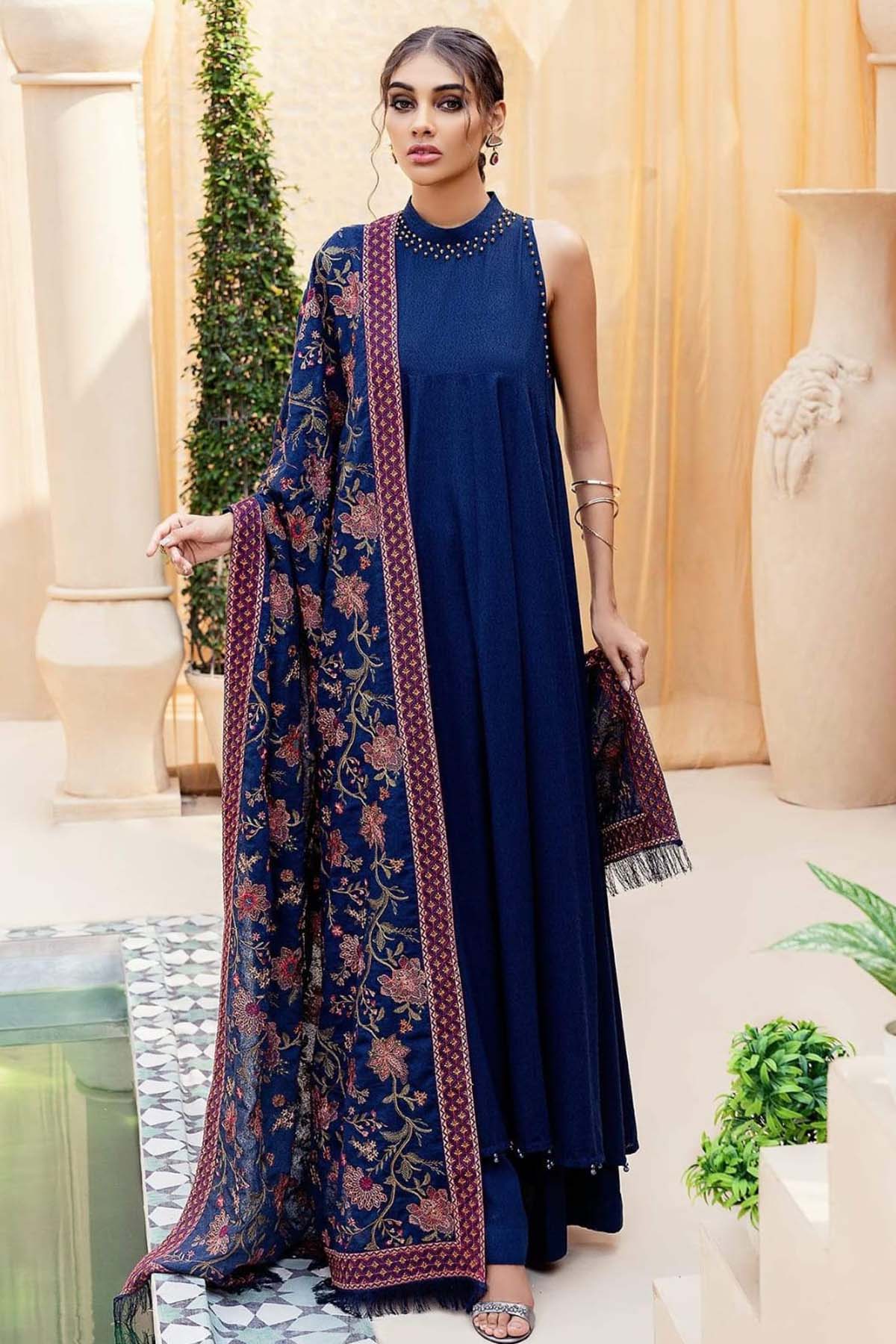 Bareeze 3PC Embroidered Dhanak Suit with Embroidered Shwal - SB102142