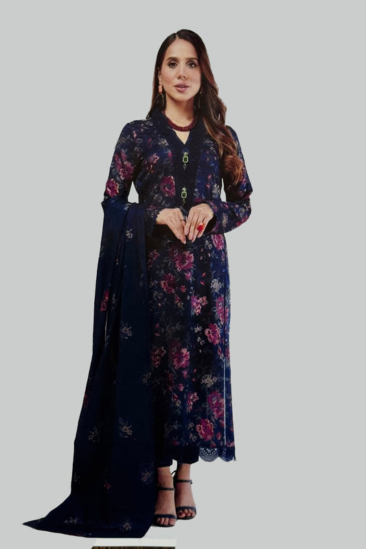 Bareeze 3PC Embroidered Lawn Suit with Embroidered chiffon Dupatta - SB2219