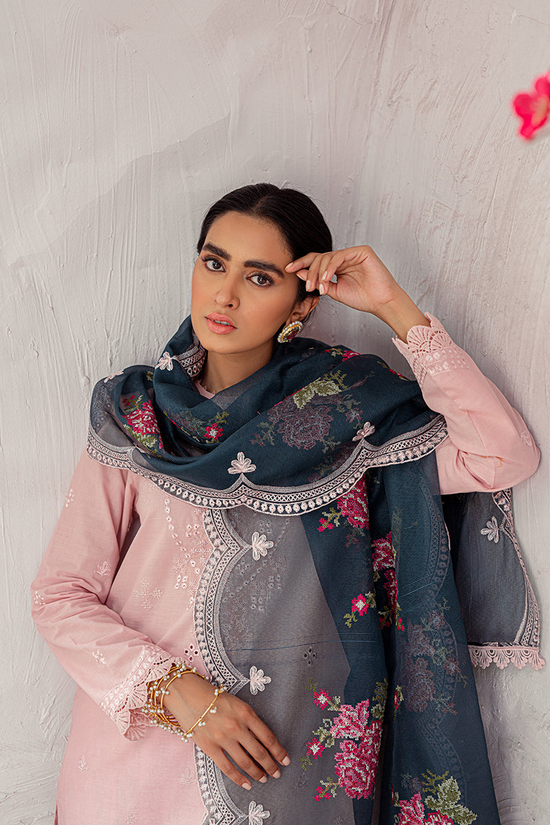 Bareeze Embroidered Lawn 3pc with Embroidered Organza dupatta-SB1690