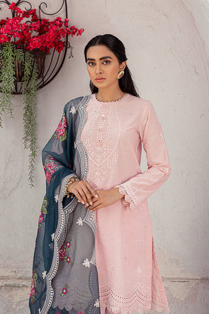 Bareeze Embroidered Lawn 3pc with Embroidered Organza dupatta-SB1690