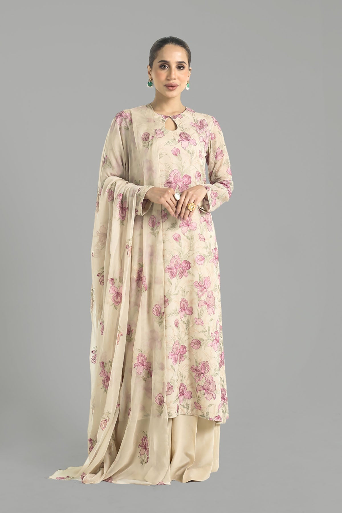 Bareeze Embroidered Lawn 3pc with Embroidered Chiffon Dupatta- SB1896