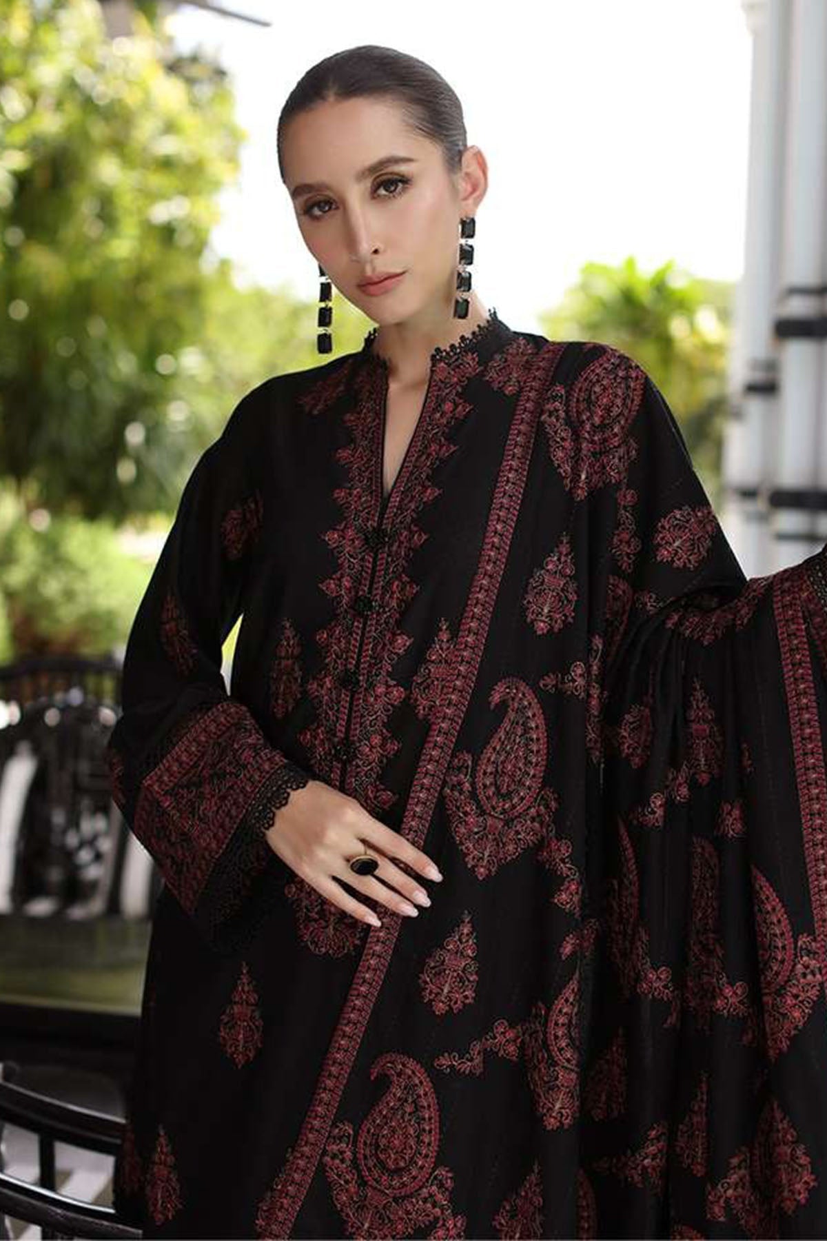 Bareeze 3PC Embroidered Dhanak Suit with Heavy Embroidered Shawal - SB1965