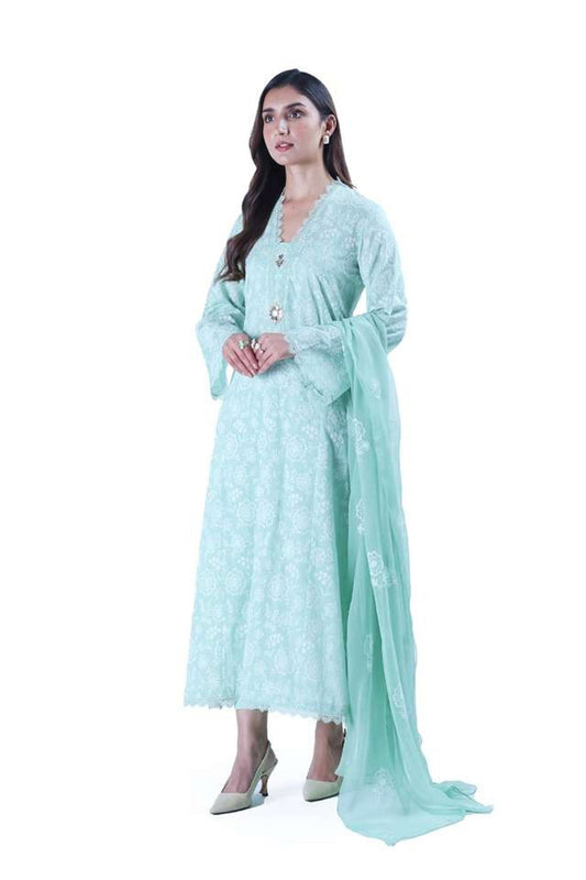 Bareeze Embroidered Lawn 3pc with Embroidered Chiffon Dupatta- SB1995