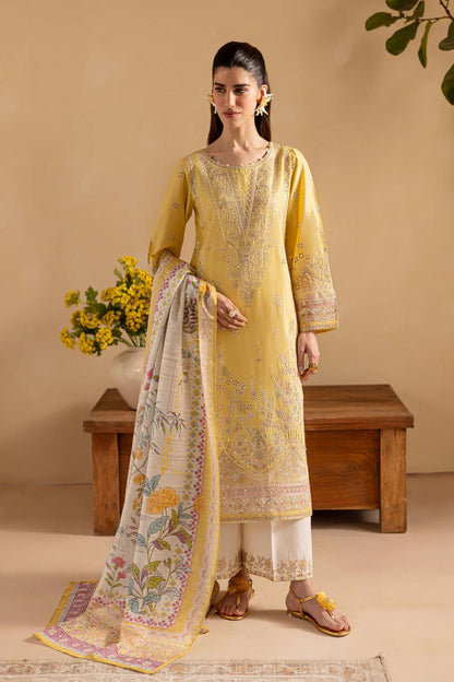 Bareeze 3PC Lawn Embroidered Shirt with Embroidered Organza Dupatta- SB2038