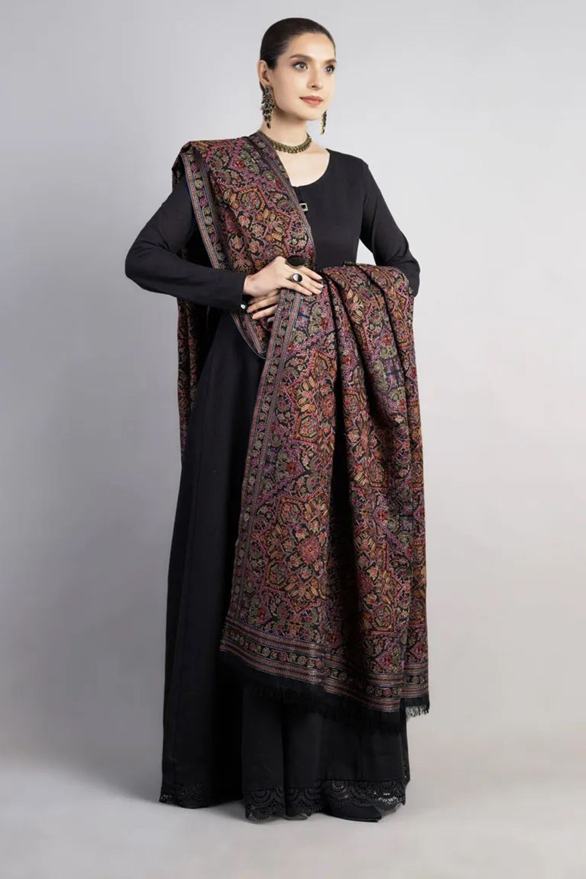 Bareeze 3PC Embroidered Dhanak Suit with Heavy Embroidered Shawal - SB2062