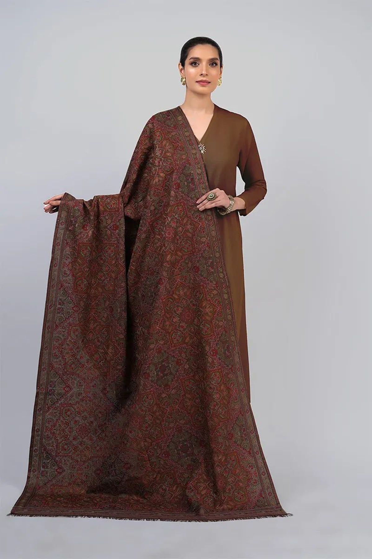 Bareeze 3PC Dhanak Suit with Heavy Embroidered Shawal - SB2063