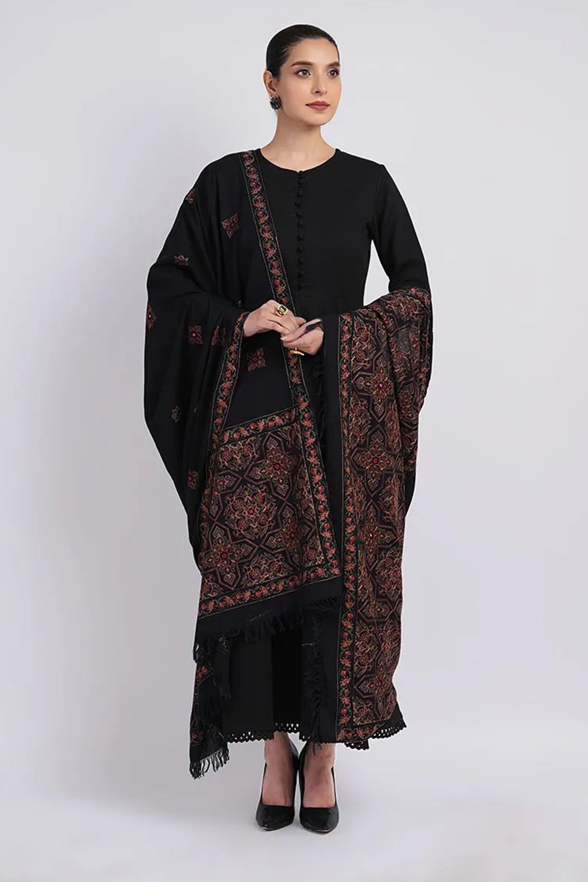 Bareeze 3PC Embroidered Dhanak Suit with Heavy Embroidered Shawal - SB2061