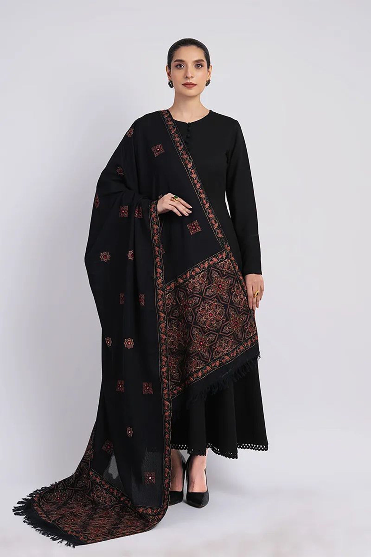 Bareeze 3PC Embroidered Dhanak Suit with Heavy Embroidered Shawal - SB2061
