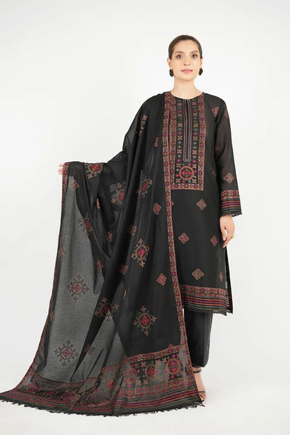 Bareeze 3PC Embroidered Dhanak Suit with Heavy Embroidered Shawal - SB2057